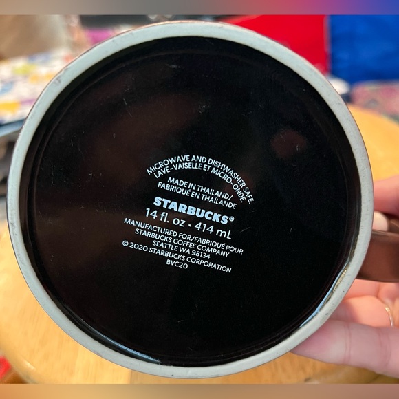 Starbucks Bronze Floral Flower Pansies Ceramic Coffee Mug 14Oz 2020 Teal Purple - Picture 7 of 10